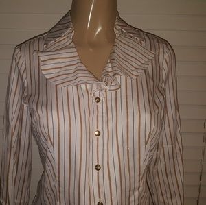 Jones New York Ruffled Career Business Button Down